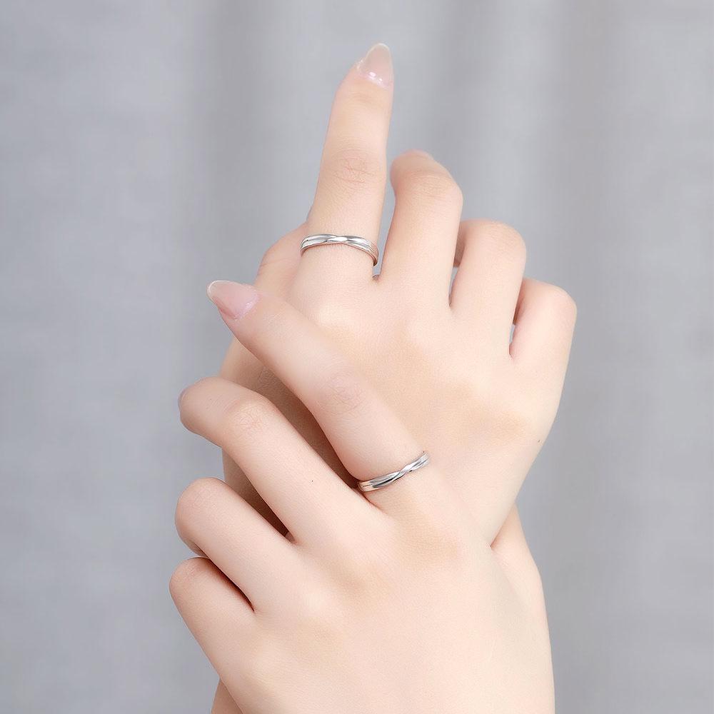 Endless Love Sterling Silver Couple's Ring Set - Open Design Valentine's Gift