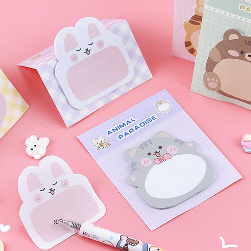1 Piece Adhesive Kawaii Cartoon Animals Sticky Notes Notepad Memo Pad Office School Supplies Stationery Sticker