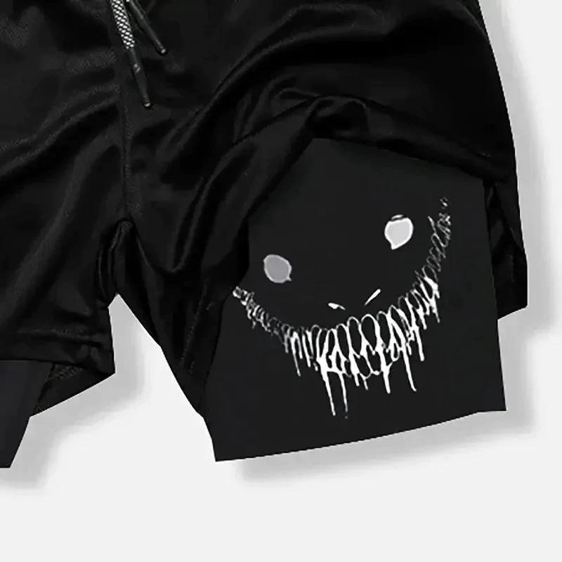 Berserk Smile Shorts Double-Layer Pants Boxing Muay Thai Kickboxing Training Japan Cartoon Animation 3D Print Gym Sport Workout Fitness Cosplay Unisex