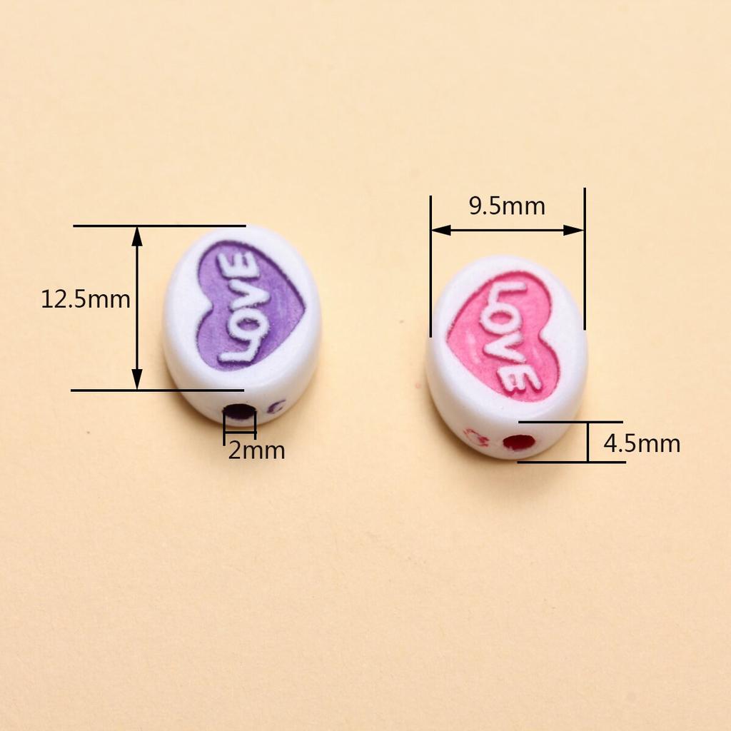 12.5*9.5mm 30pcs Flat Heart Colorful Love Loose Spacer Acrylic Beads For Jewelry Making Diy Necklaces Handmade Accessories