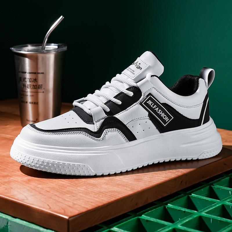 

Men s Casual Platform Sneakers Stylish Leather Breathable Non-slip Shoes 44 чёрный