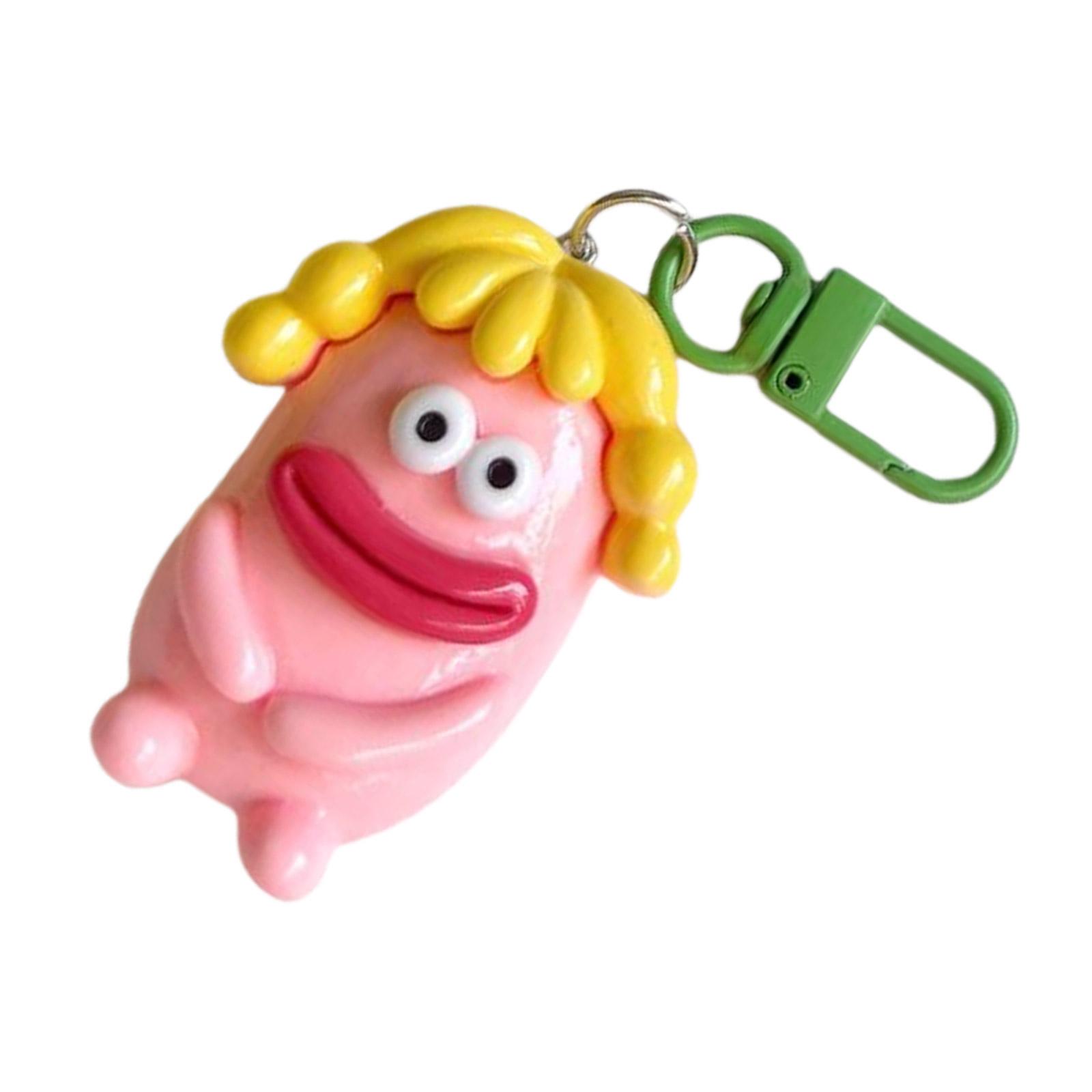 

User Friendly Resin Sausage Keychain Playful Bag Charm Funny Design Sturdy Accessory Cartoonish Bag Charm розовый