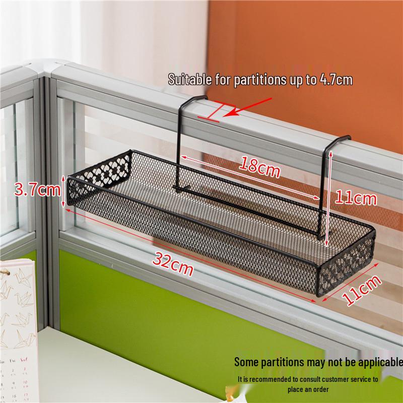 

Multifunctional Hanging Desk Organizer: Metal Pen Holder & Storage Basket for Office Partitions