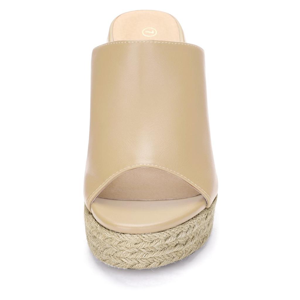 Allegra K Damplattformmules, Öppen tå, Kilklack, Nude, Storlek 24cm