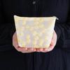 HEADS LHN-POSS Handmade Floral Embroidered Pouches, 15.5 (10.5) x 5.5 x 12 cm, SS, Baby Yellow, 10 Pcs