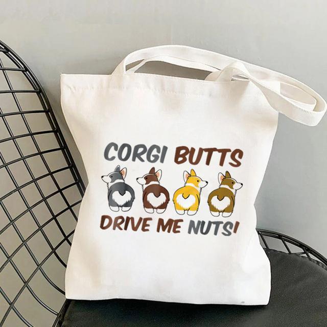 Shopper Watercolor Design For Corgi Lovers Bag Harajuku Women Shopping Bag Canvas Shopper Bag Handbag Tote Bag Shoulder Lady Bag