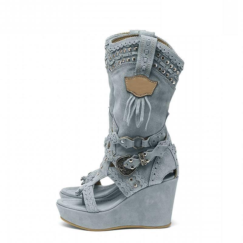 Fashion Retro Women`S Cool Boots Thick-Soled