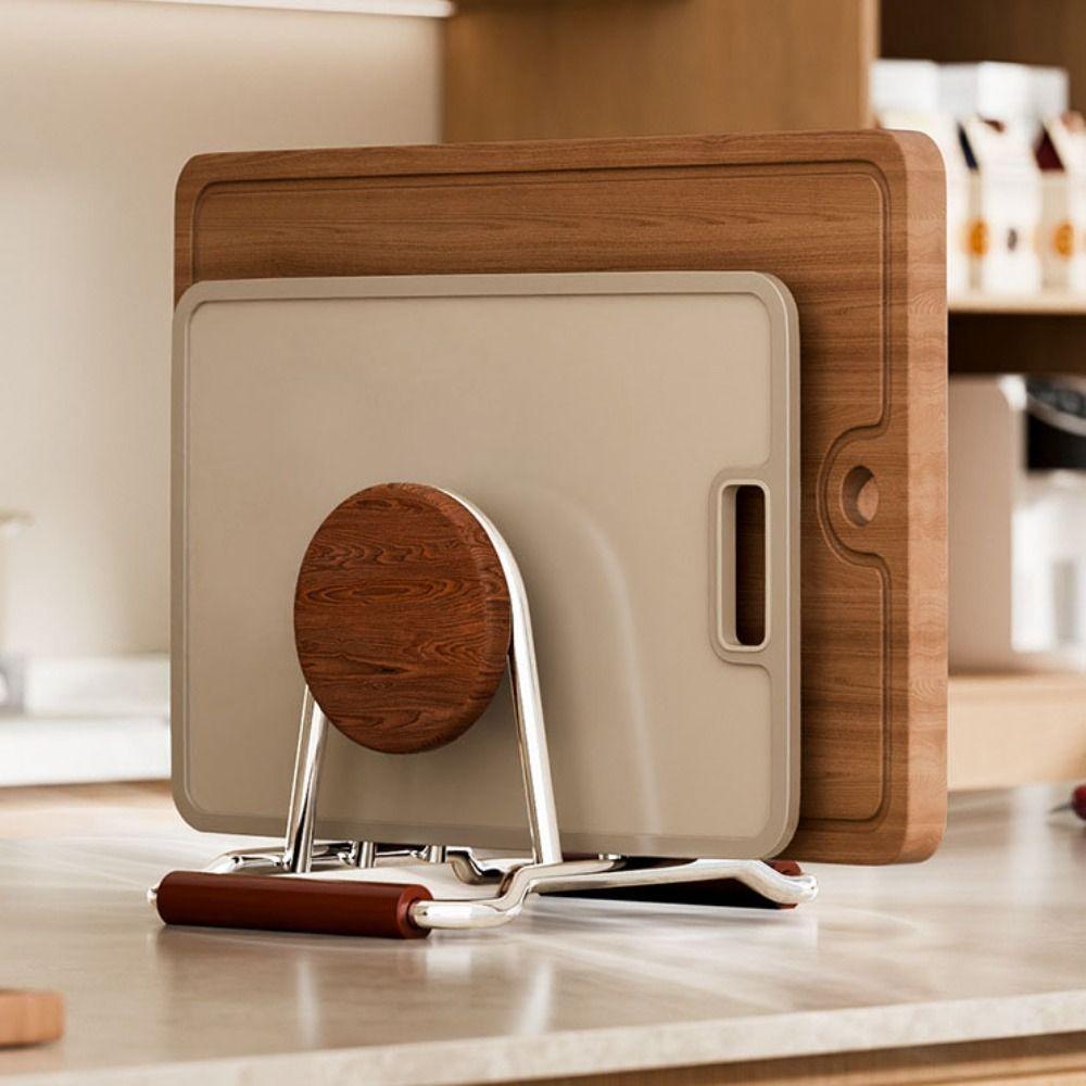 Rustproof Cutting Board Holder Stable Pot Cover Shelf Pot Lid Organizer Kitchen Accessories