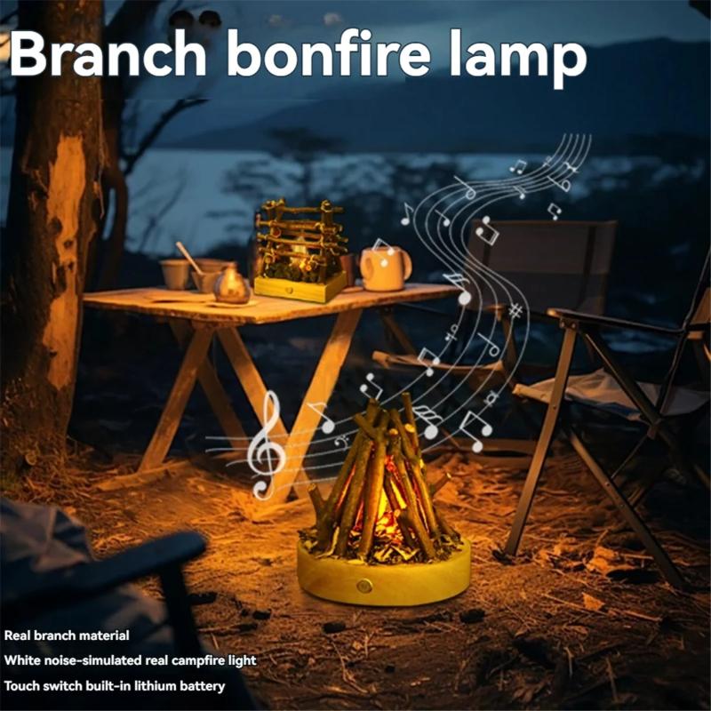 Wooden Simulated Bonfire Lights,Desktop Decorative Halo Lights,Creative Log Bonfire Night Lights USB Charging flameless Candles