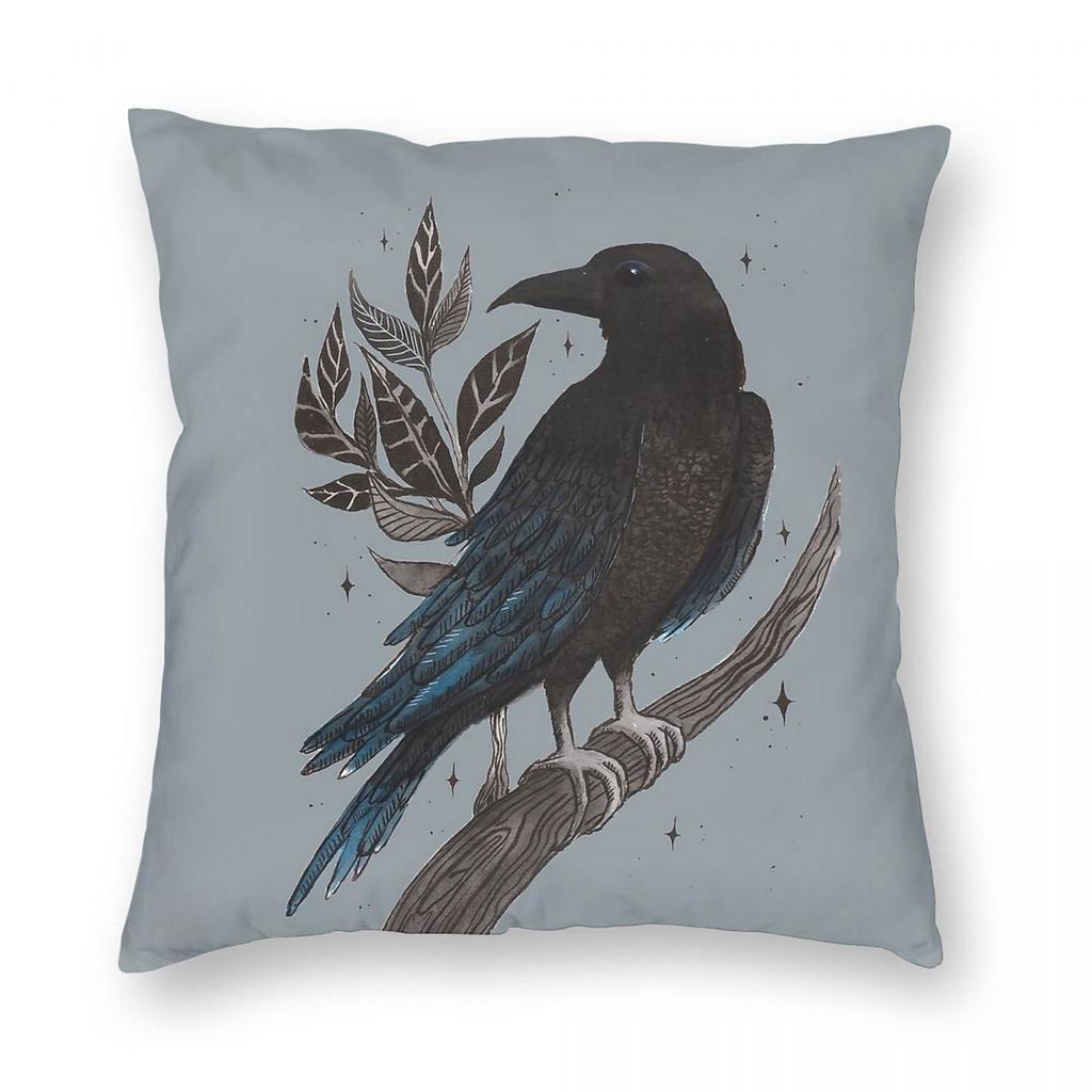 Raven Witchy Magic Crow Square Pillowcase Polyester Linen Velvet Creative Zip Decor Throw Pillow Case Car Cushion Cover 18"