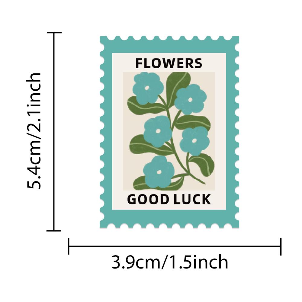 50Pcspack Stamp Style Flowers Retro Stickers Aesthetic Set For Journal Planner Diy Crafts Scrapbooking Embelishment Diary Label