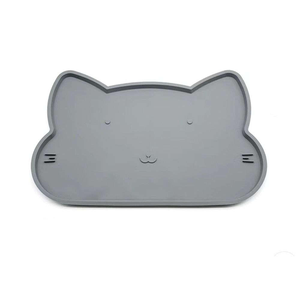 Silicone Pet Bowl Mat Cat-shaped Cat Placemat Portable Pet Feeder Mats  for Dog Cat