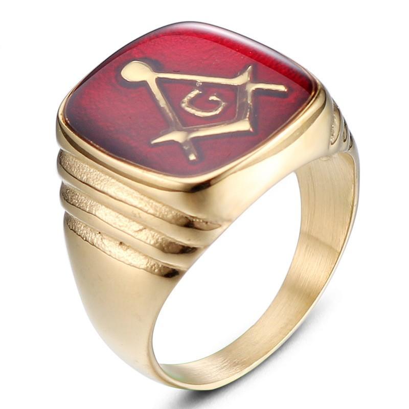2025 Fashion Glue Freemason Ring Personalized Retro Men's Ring Jewelry