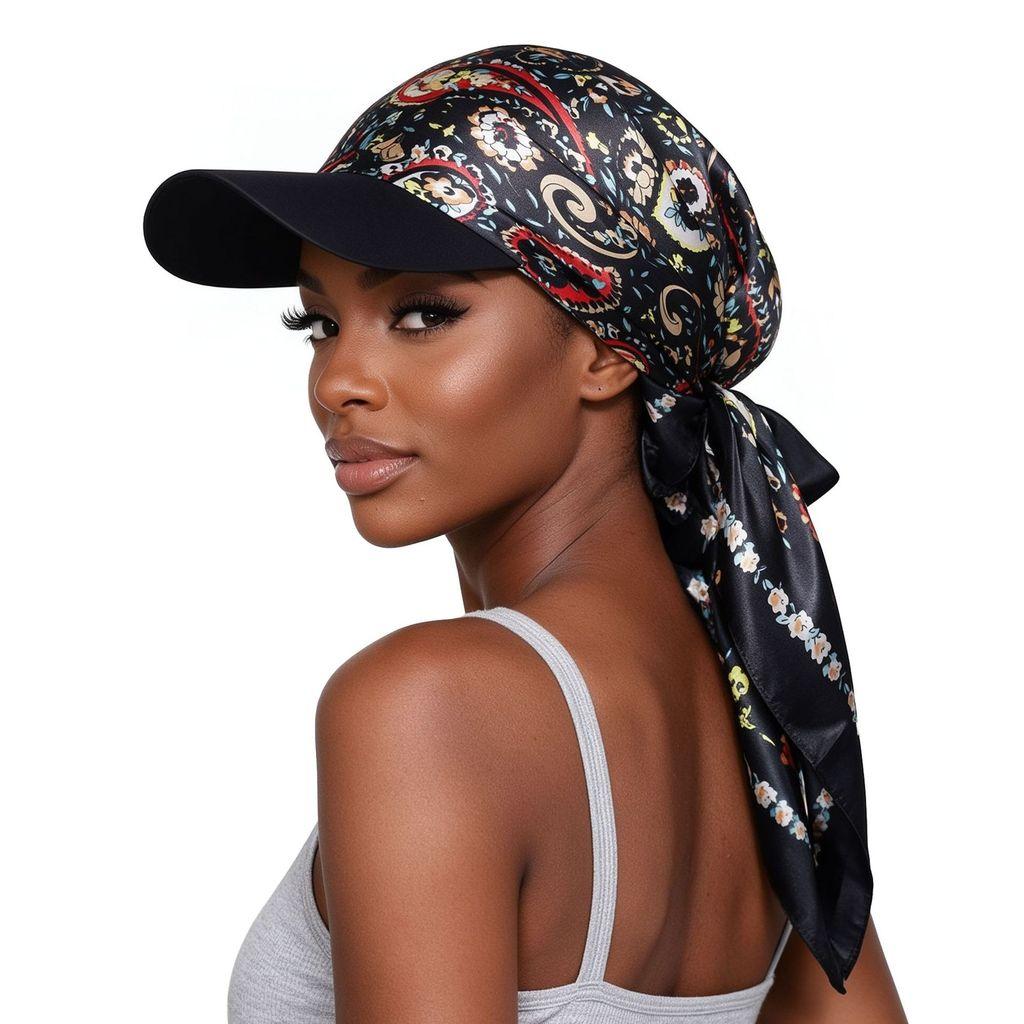 Fashion Print Silk Scarf Headwear With Sun Protection For Outdoor Activities