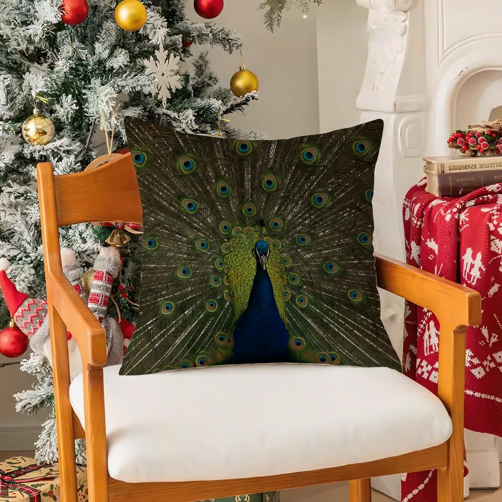 Peacock FASHION Pillow Case Silky Short Plush With Invisible Zipper Dustproof Sofa Cushion Cover For Home Decor
