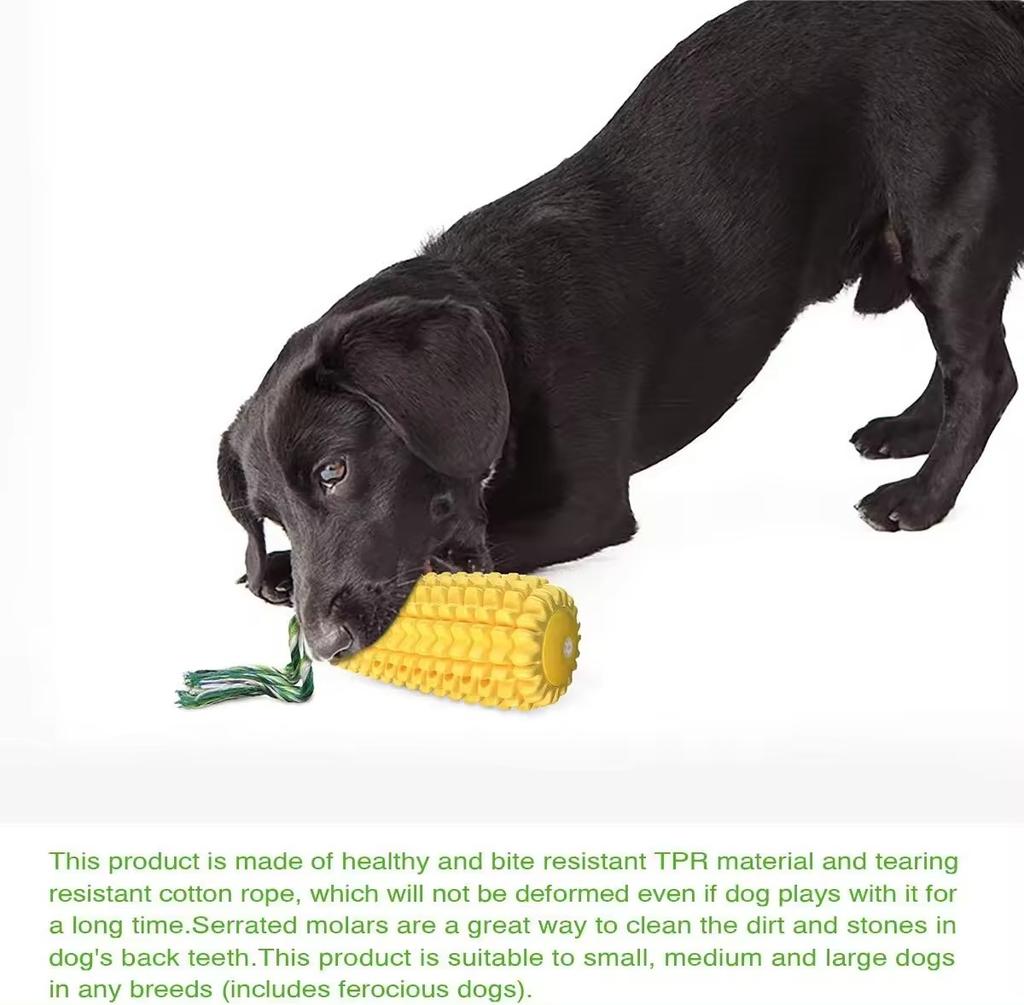 Hot Sale Durable Corn Shaped TPR Dog Toothbrush Teeth Cleaning Toys Pet Chew Squeaky Toy
