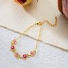 Boho Vintage Colorful Enamel Flower Bracelet For Women Gold Plated Crystal Zircon Hollow Floral Bangle Party Wedding  Jewelry