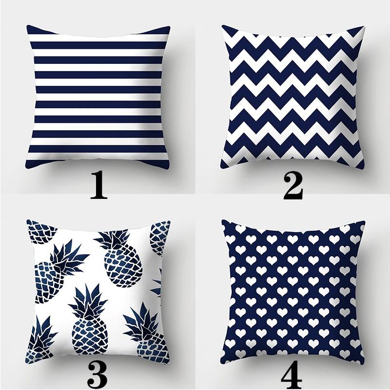 Creative Blue Collection Pillowcase Square Sofa Pillowcase Striped Plaid Cushion Cover
