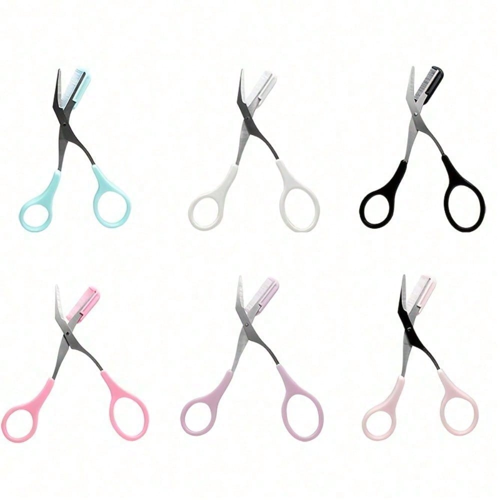 1pc Stainless Steel Eyebrow Trimming Scissors With Comb, Comb And Scissors Integrated, Precise Eyebrow Trimming Tool