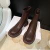 New Thick-soled Martin Boots Soft-sided Thick Heel Inner Heightening Velvet Women's Short Boots Rear Zipper Medium Tube Elastic Thin Boots