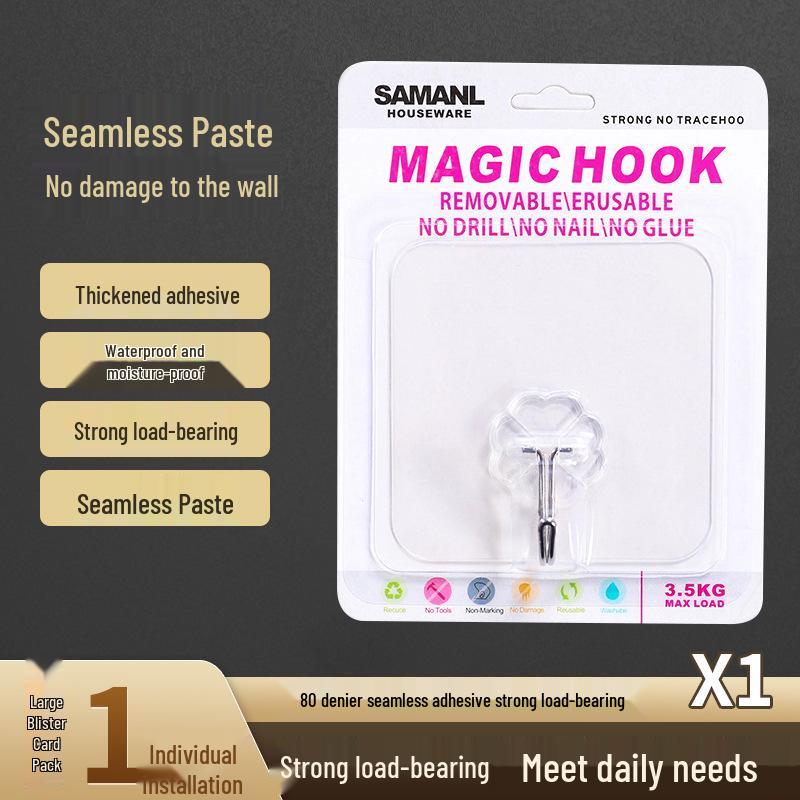 Transparent No-Trace Adhesive Wall Hooks - Strong Load-Bearing, No-Punch Installation