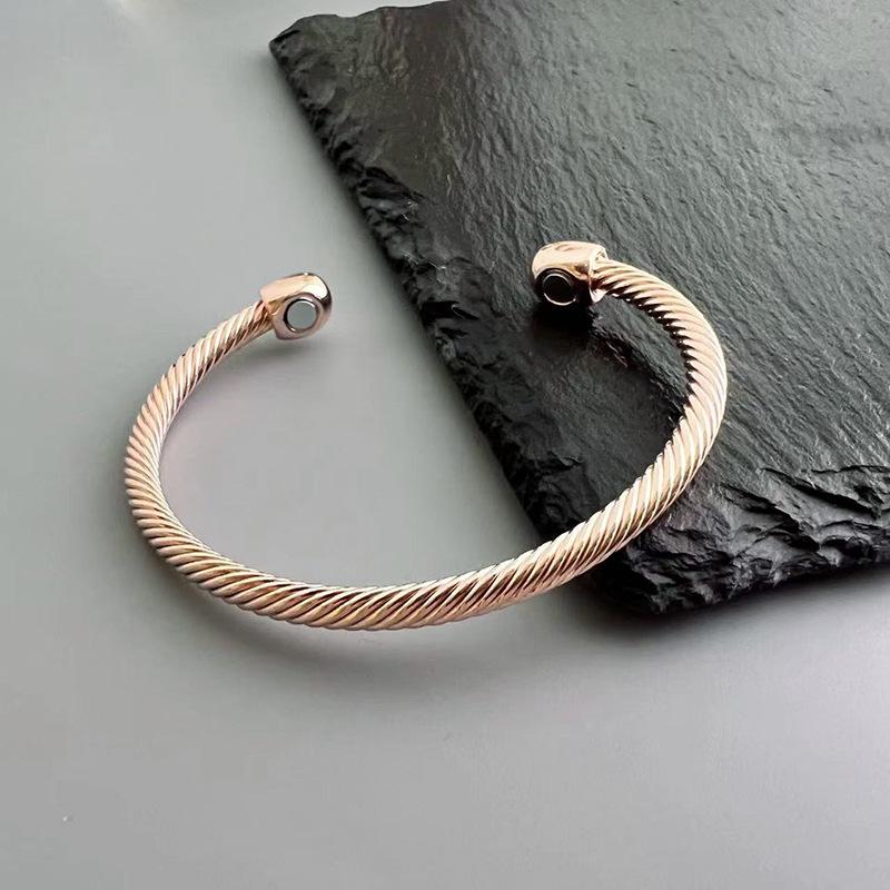 Magnet Bracelet with Adjustable Opening and Threaded Steel Wire Bracelet