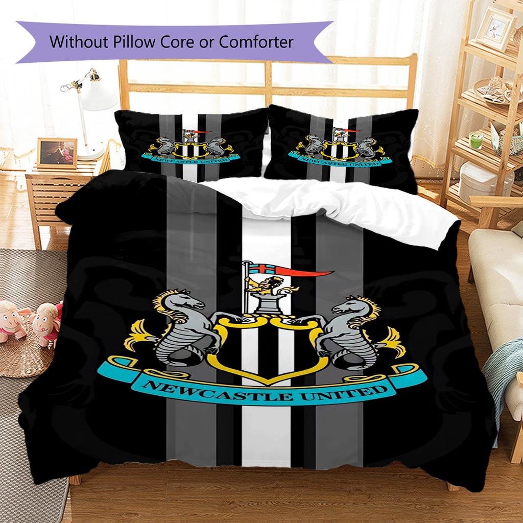 Newcastle United Patronen Beddengoed Set Dekbedovertrek Kussensloop Woondecoratie Cadeau (1 dekbedovertrek + 2 kussenslopen, zonder binnenkussen)