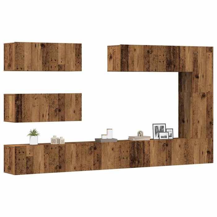 VidaXL Wall-Mounted TV Unit Set 7 Pcs Old Wood Engineered Wood 3329139