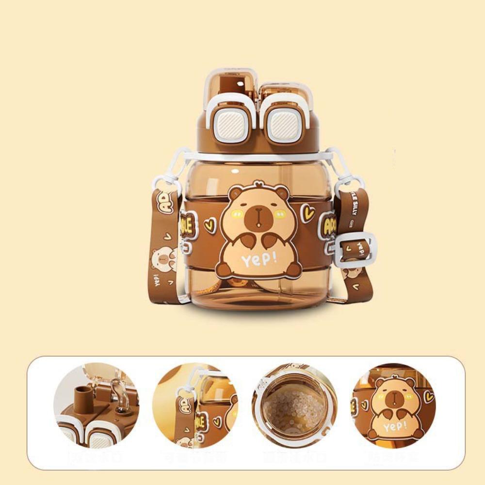 Cartoon Capybara Water Bottle Plastic Outdoor Beverage Cup Cute Straw Cup