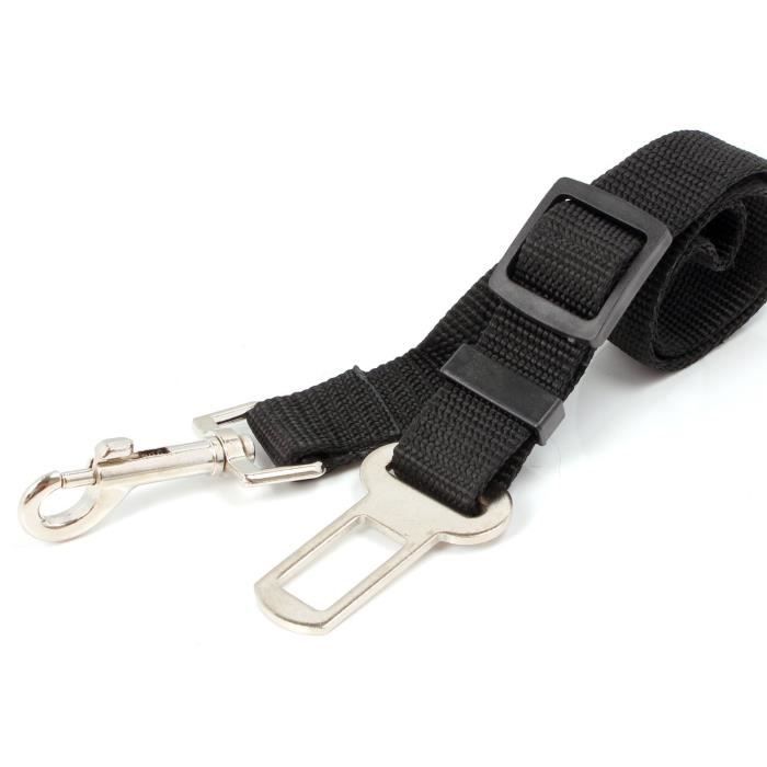 Laisse ceinture de sécurité - neuftech - ajustable 41-67 cm - nylon - noir - pour chien/chat