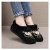 Womens Embroidered Fleece Lined Warm Ethnic Style Casual Flat Cloth Shoes