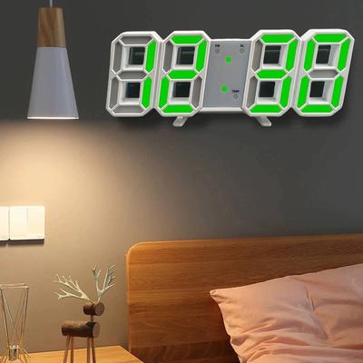 שעון מעורר שולחני 3 רמות בהירות שעון דיגיטלי LED צבעוני תלת-ממדי עם פונקציית תאריך, שעה, טמפרטורה