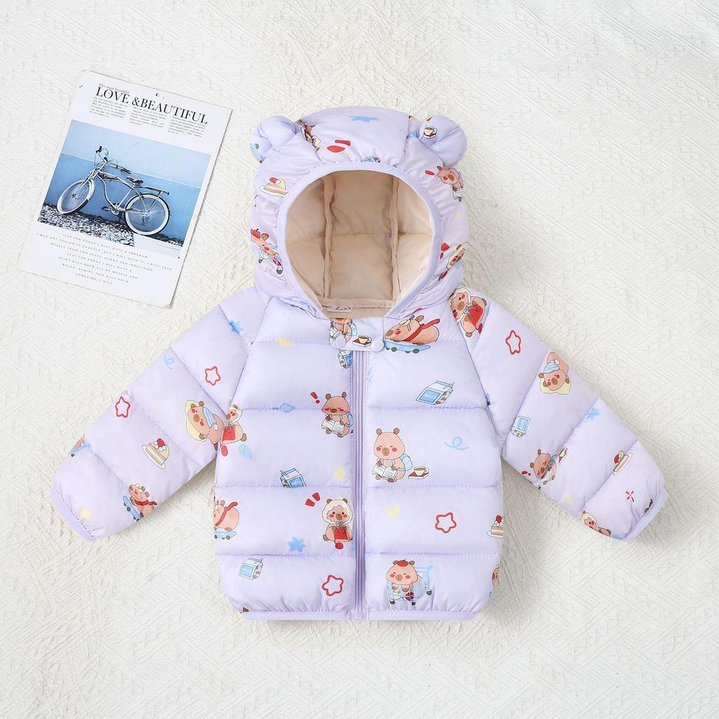 Children's Lightweight Autumn/Winter Cartoon Down Cotton Jacket for Boys and Girls - Small/Medium, Thickened Outerwear.