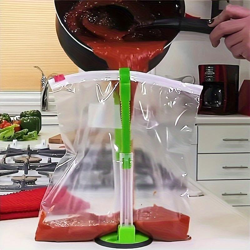Stretchable Stand Holder for Sealing Bags, Prep Bags, Sandwich Holder, Kitchen Support Storage Bags, Adjustable Tension to Prevent Slipping