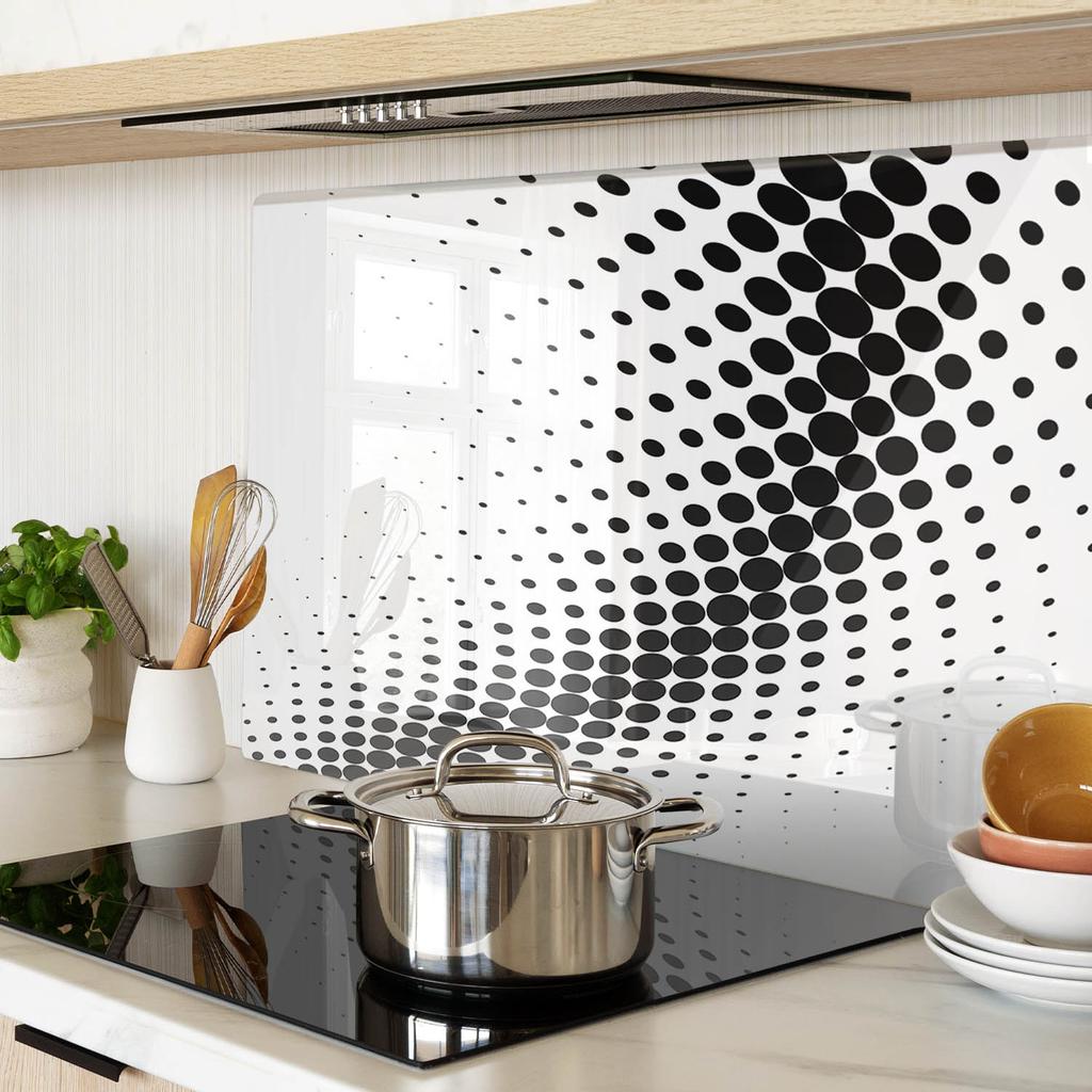 Tempered Glass Kitchen Backsplash with Geometric Figures Graphic 80X52 Cm