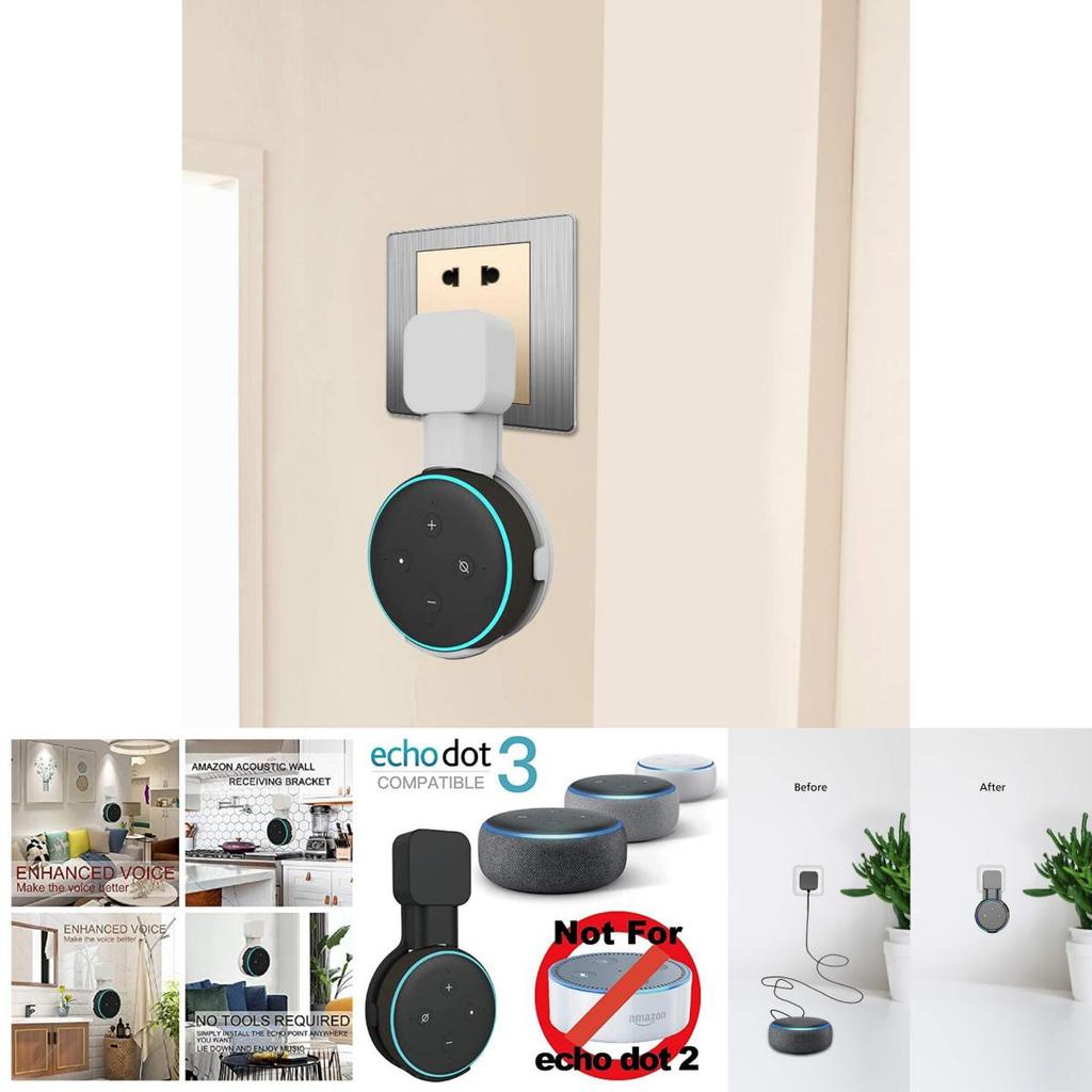 Suporte de Carregamento Elegante Preto e Branco de Montar na Parede Para Echo Dot 3 Smart Speaker