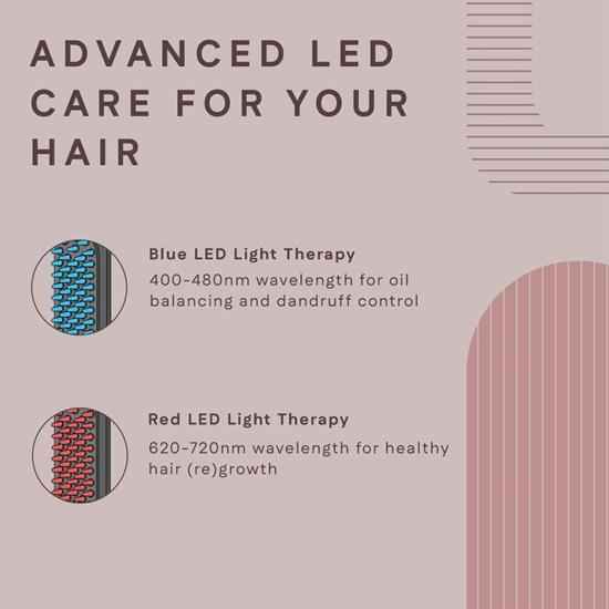 Hair Growth Comb with Red  Blue Light Therapy  Head Massager  Scalp Treatment, Hair Fall Control Rechargeable Electric Detangler for Men  Women (Grey)