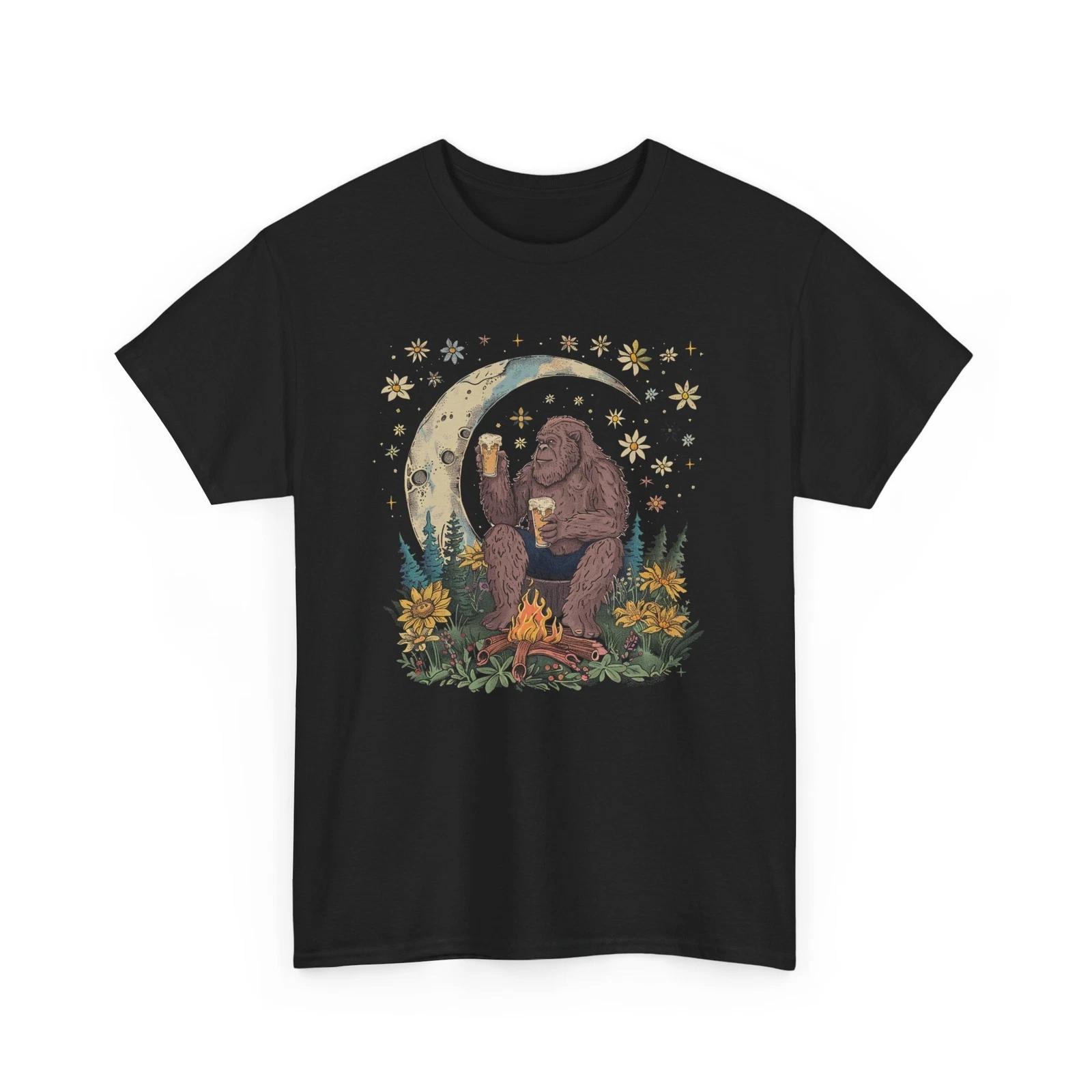 Beer Drinking T-Shirt | Funny Beer Shirt | Bigfoot Drink Beer Camping T-Shirt S