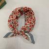 New Spring Rose Small Grass Hemp Floral Original Style Square Scarf Women's Literary Scarf Decorative Headscarf Cute