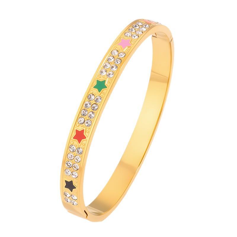 Titanium steel  women, light luxury oil dripping color star stainless steel , European and American niche high-end 