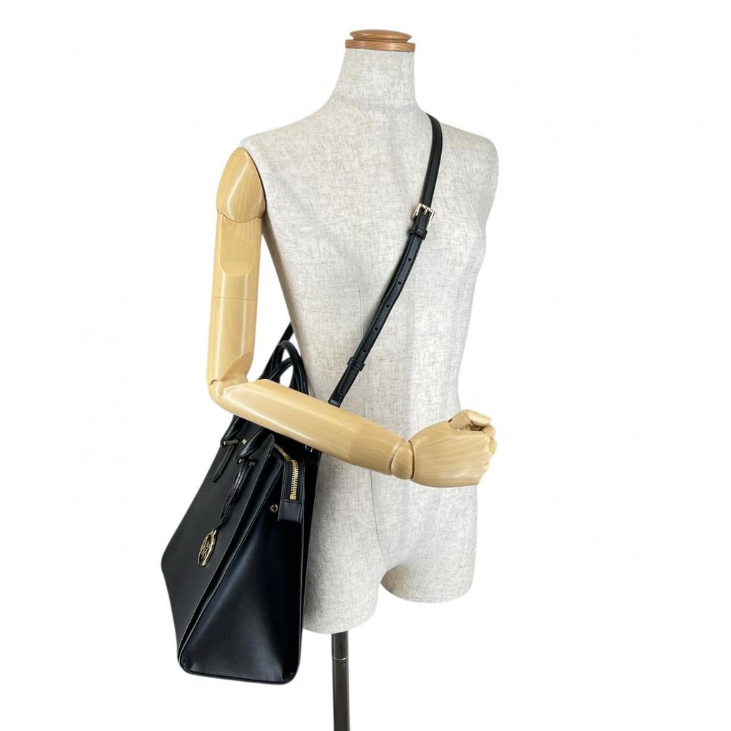 Michael Kors Satchel Shoulder Bag Handbag Leather Black Women 35T0GWXS3L Used