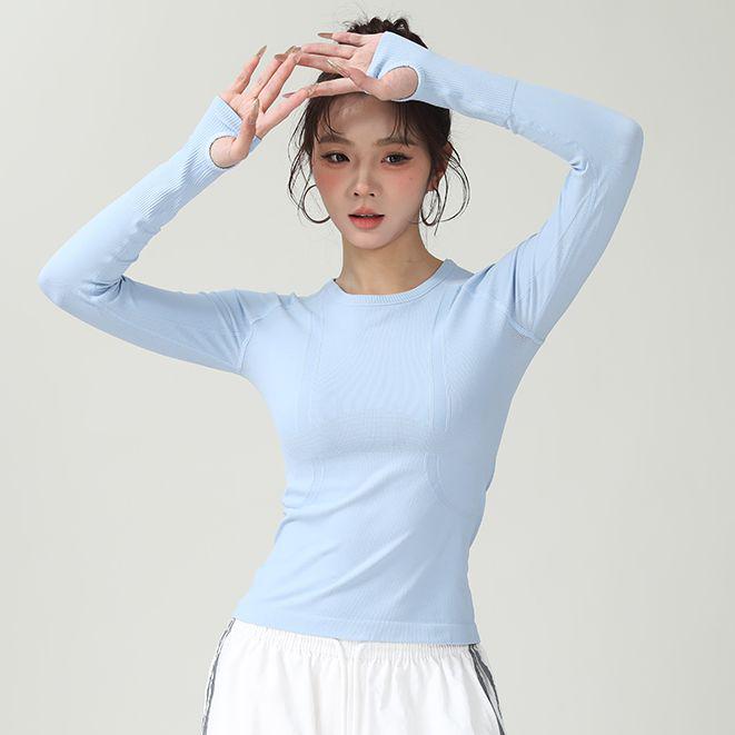 Women's Yoga Slim Fit Quick Dry Long Sleeve T-Shirt - Comfortable Round Neck Fitness & Pilates Wear