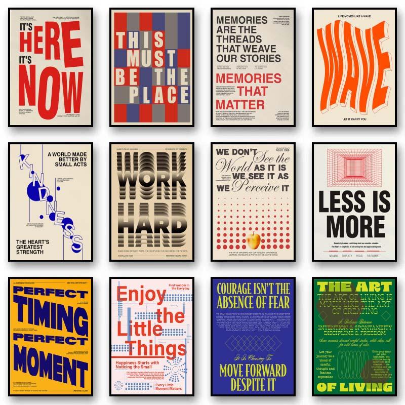 Abstract Typography Art Poster Less Is More Canvas Painting Motivational Quote Art Home Decor Print for Home Living Room Decor