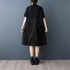 short sleeve Plus size black vintage Patchwork new in dresses for women casual loose Midi summer dress