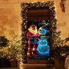 Glowing In Dark Christmas Door Curtain Fluorescent Fabric Decoration For Holiday Homes Party Window Display