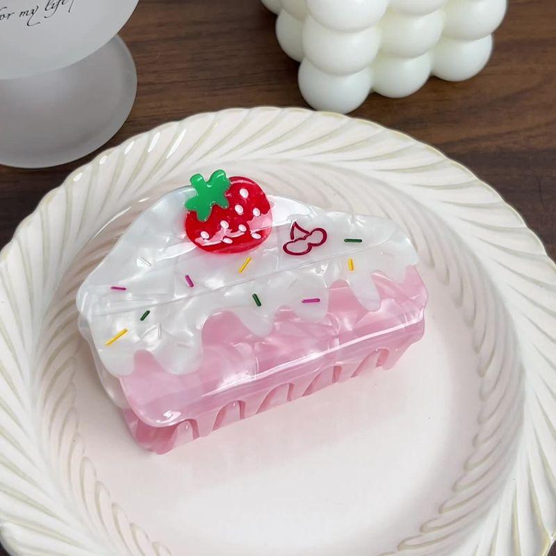 1pc Strawberry Cake Girl's Heart Grabbing Clip, Large Shark Clip, High-end and Sweet Clip, Hair Accessory, Headwear for Women