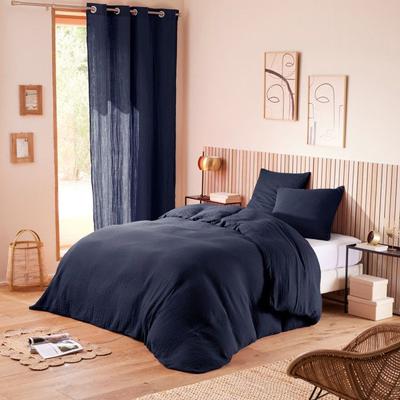 4-piece "Noah" Cotton Gauze Bedding Set for Double Bed 140 Cm - Noah Midnight Blue