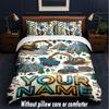 Construction Vehicles Theme Custom Text Or Name 3Pcs Bedding Set,1 Flat Sheet & 2 Pillowcases Personalized Home Bedding
