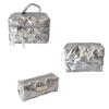 Large Capacity Solid Color Makeup Bag with Ultrasonic Embossing - Desktop Skincare Organizer and Student Toiletry Bag.