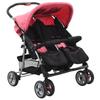 vidaXL Two-Seater Stroller Pink and Black Steel